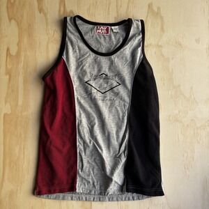Vintage 90s AOK Tank Top Shirt Mens Medium Gray Colorblock Mesh Jersey